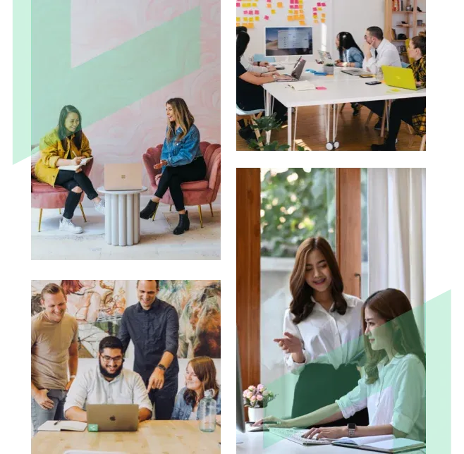 Four images of business professionals in conference rooms