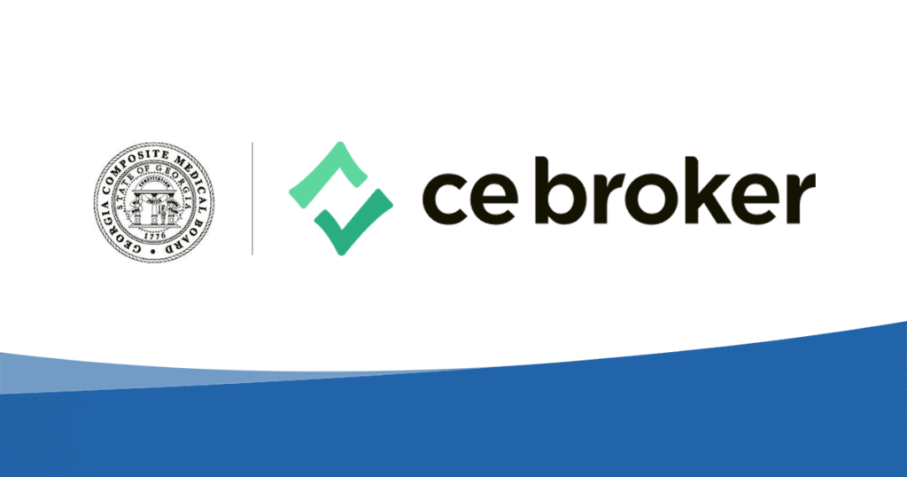 C E Broker by Propelus and Georgia composite medical board logo